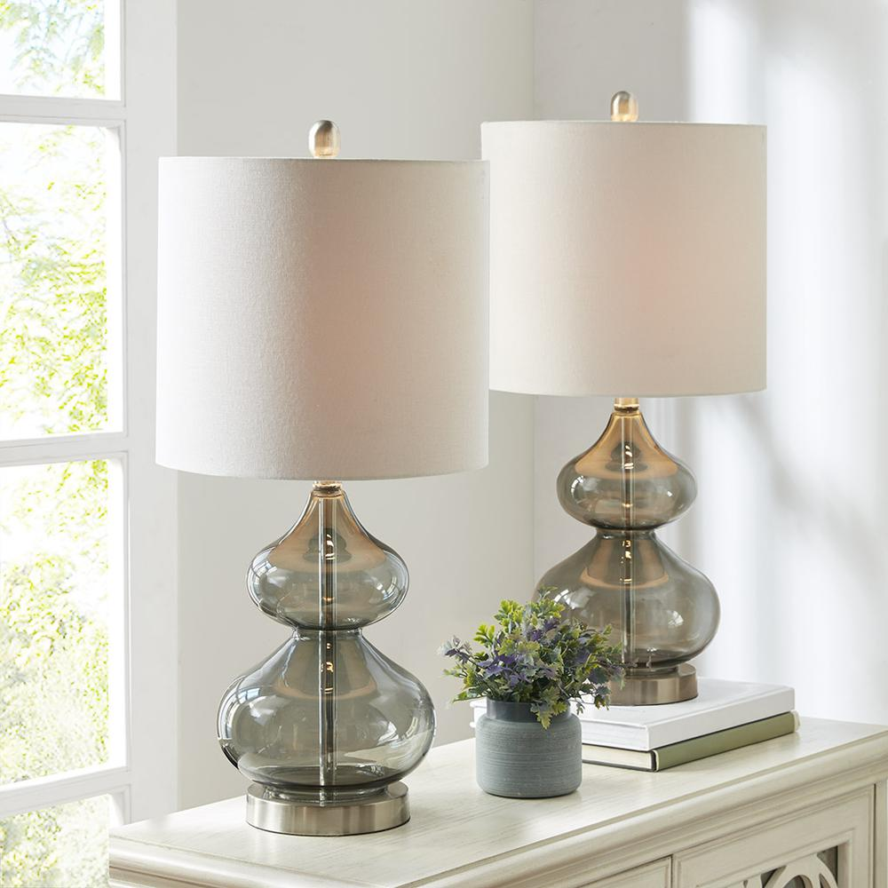 a two lamps on a table