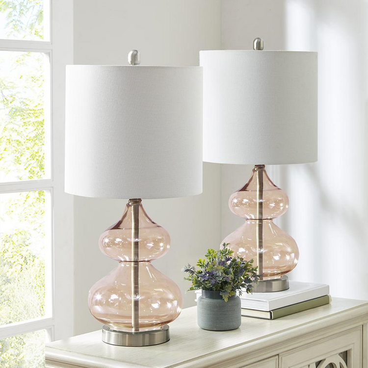 two lamps on a table