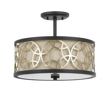 60W X 2 Carmel 2 Light Metal 2 In 1 Semi-FLush / Pendant Chandelier