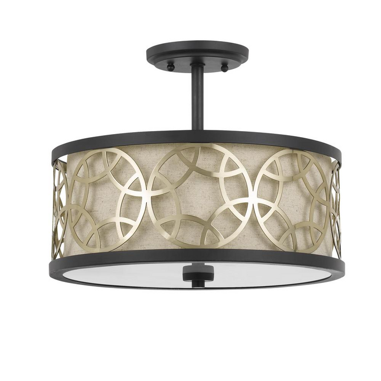 a light fixture with a white shade