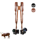 Camera Strap, Camera Straps For Photographers-Leather Dual Camera Strap For Two DSLR&SLR Cameras