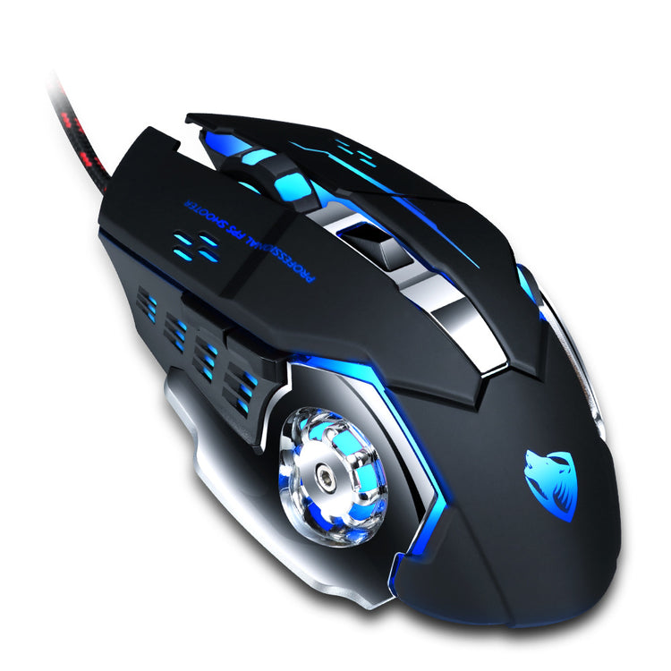 a black and blue computer mouse