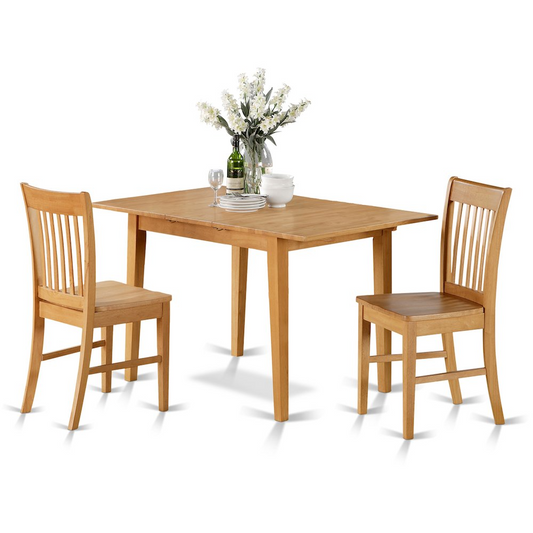 3  Pc  Kitchen  nook  Dining  set-  dinette  Table  with  a  12in  leaf  and  2  Kitchen  Chairs