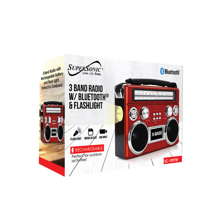 a box with a picture of a radio