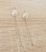 Long silver seashell earrings