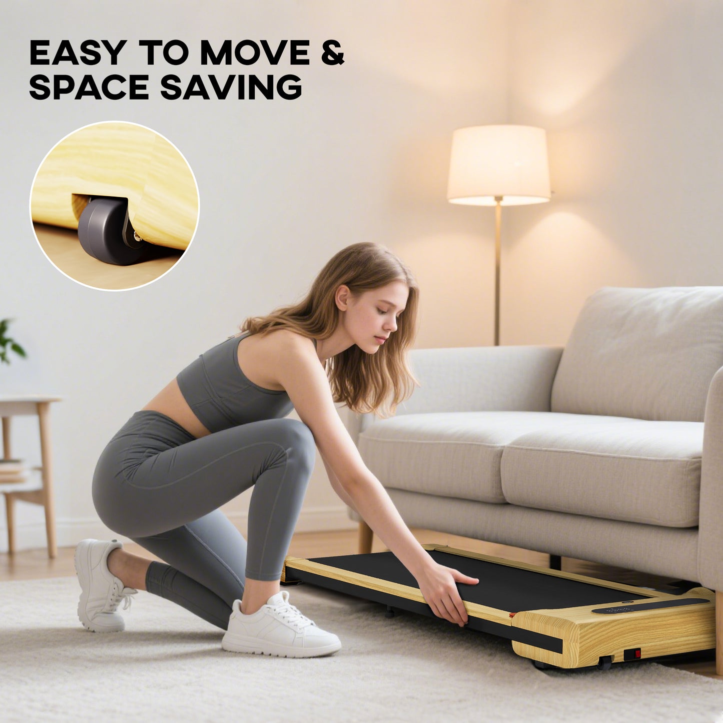 2.5HP Walking Pad, Under Desk Treadmill with Remote Control, Transport Wheels and LED Display for Home Gym Office