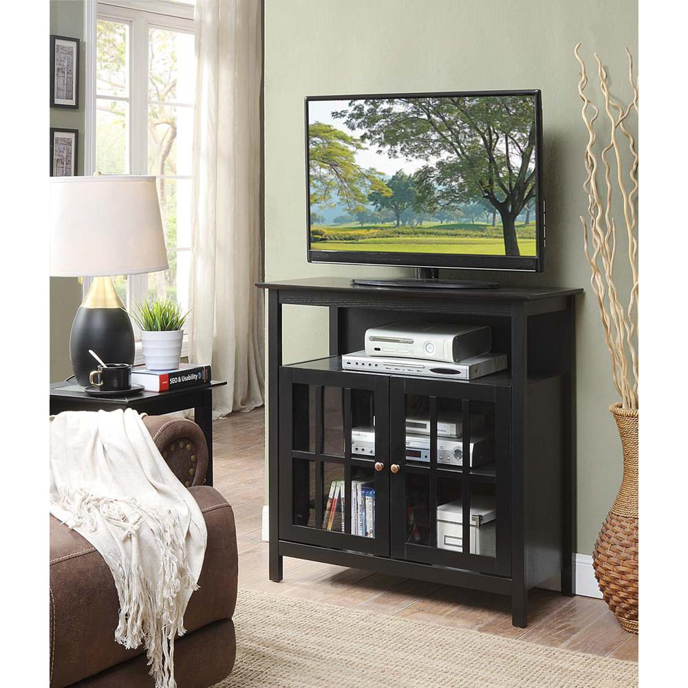 a tv on a stand in a living room