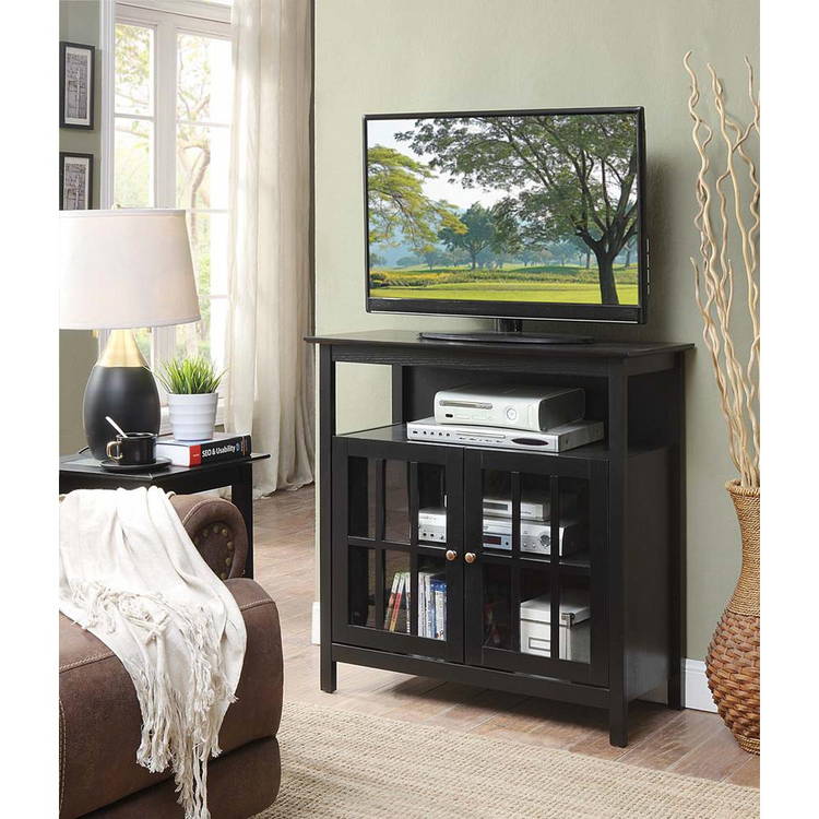 a tv on a stand in a living room