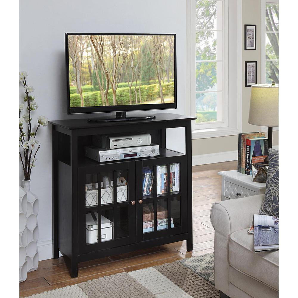 a tv on a shelf in a living room