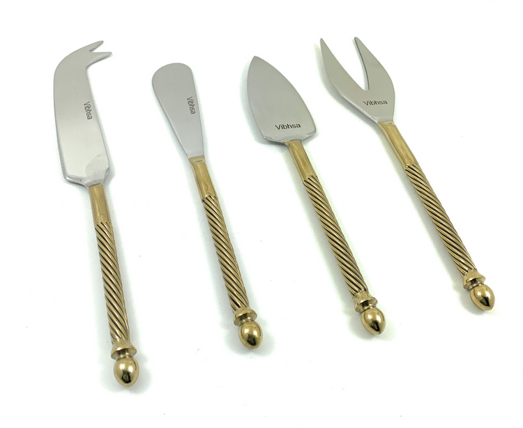 a group of knives with handles