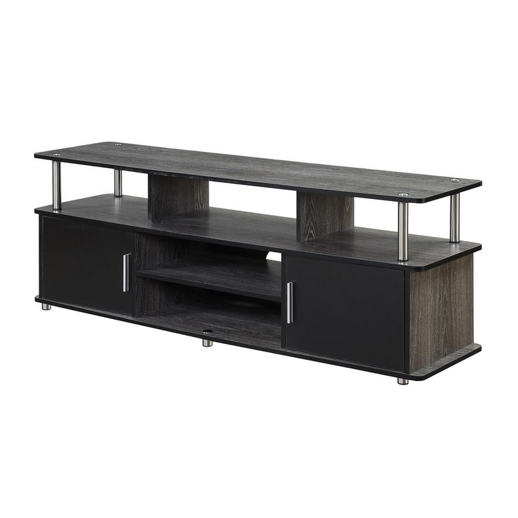 a black and grey entertainment center