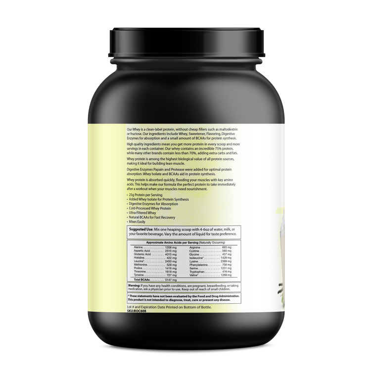 a black container with white label