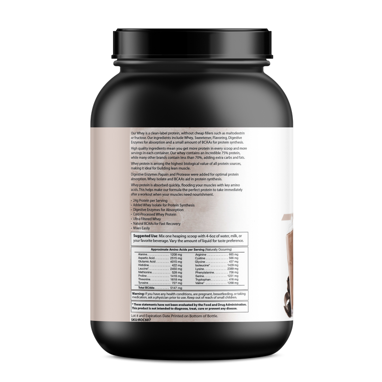 a black container with a white label