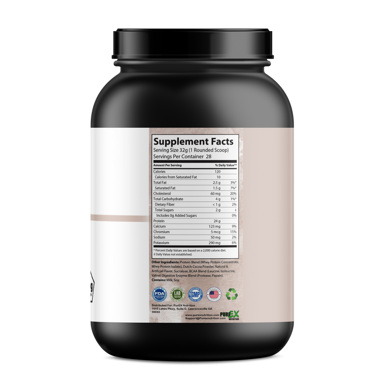 a black container with white label