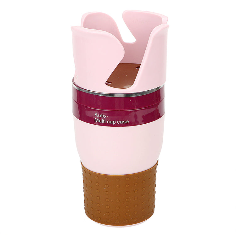 a pink and brown cup