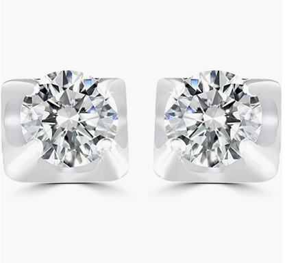 Sterling Silver Earrings 5mm 0.79 Carat Moissanite for Women