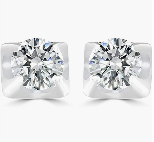 Sterling Silver Earrings 5mm 0.79 Carat Moissanite for Women