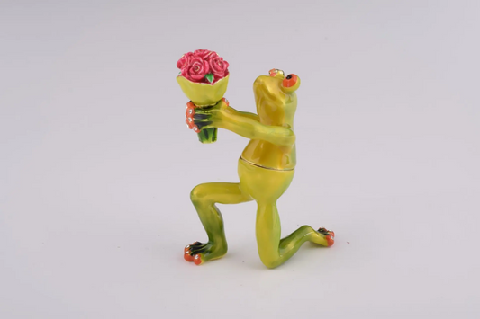 Romantic Frog Holding Flowers