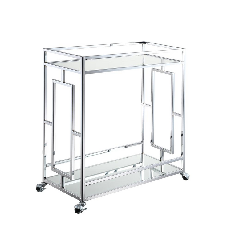 a glass and metal cart