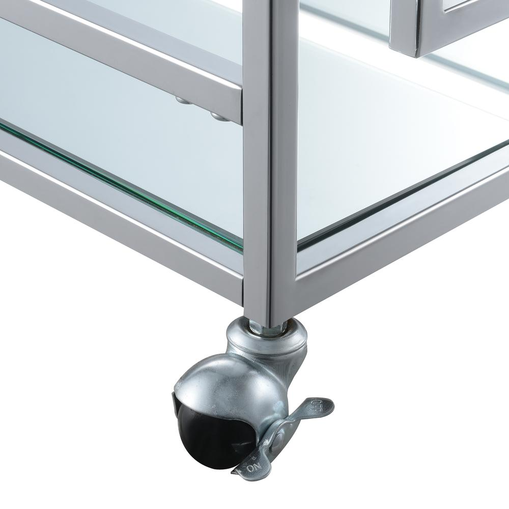 a wheel on a glass shelf