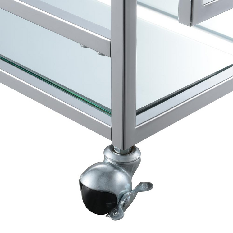a wheel on a glass shelf