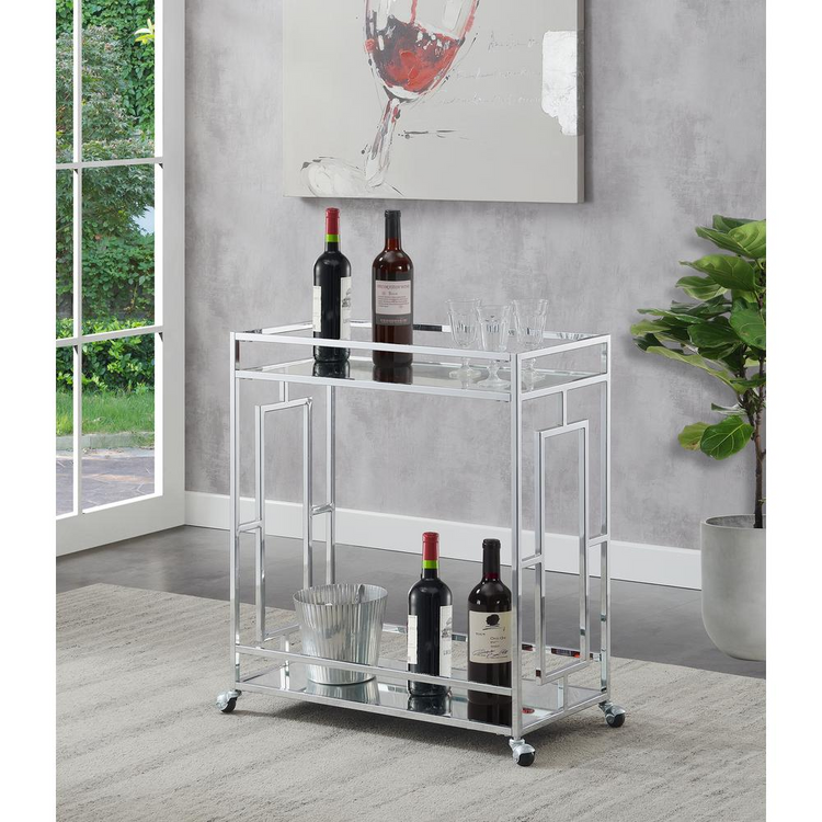 a wine cart with bottles on it