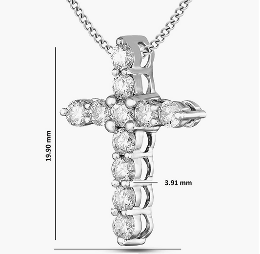 0.55 Ct Moissanite 14K white Gold Cross Pendant