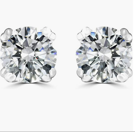 Moissanite Stud Earrings in 925 Sterling Silver 5mm, 0.78 CT