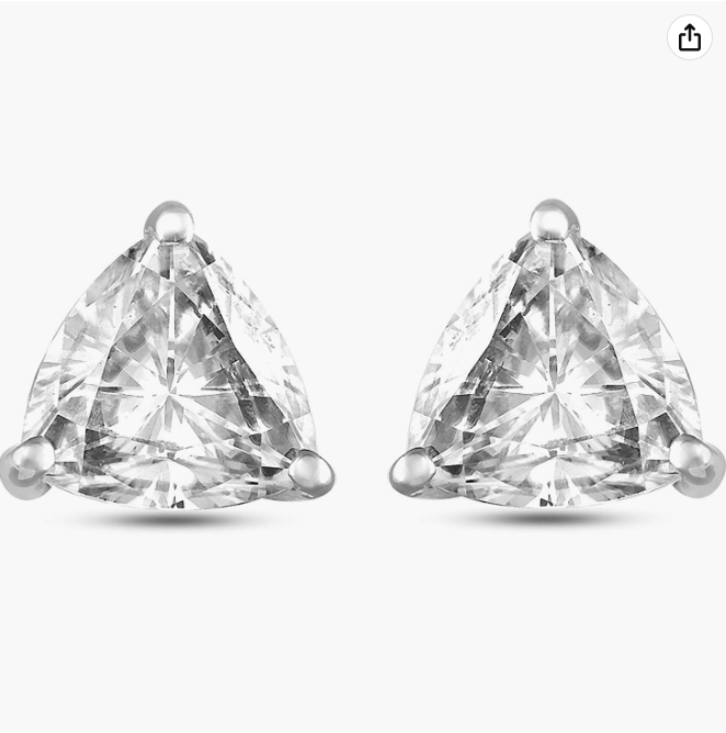 Luxurious 14kt White Gold Moissanite Earrings: 4.5mm 0.54 Carat Moissanite Twinkling Beauty