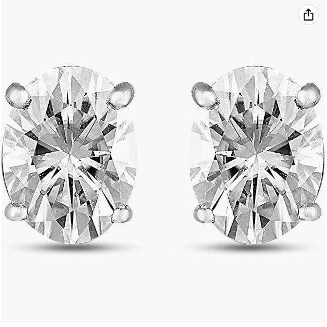 Brilliant Oval 86 mm 2.63 Carat Moissanite 14 kt White Gold Earrings for Women