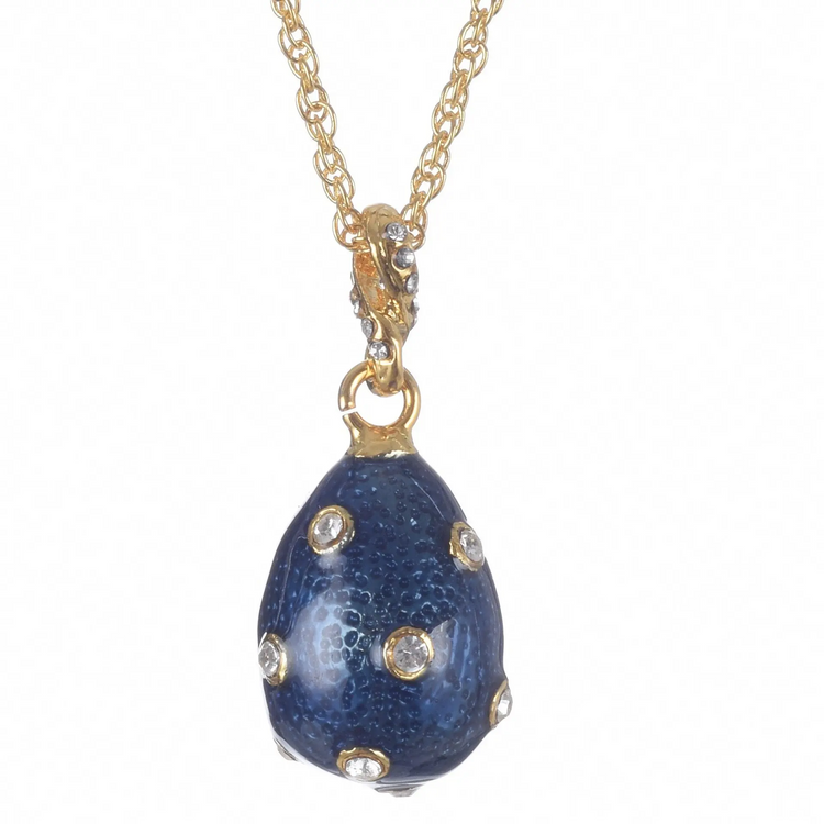 a blue egg shaped necklace