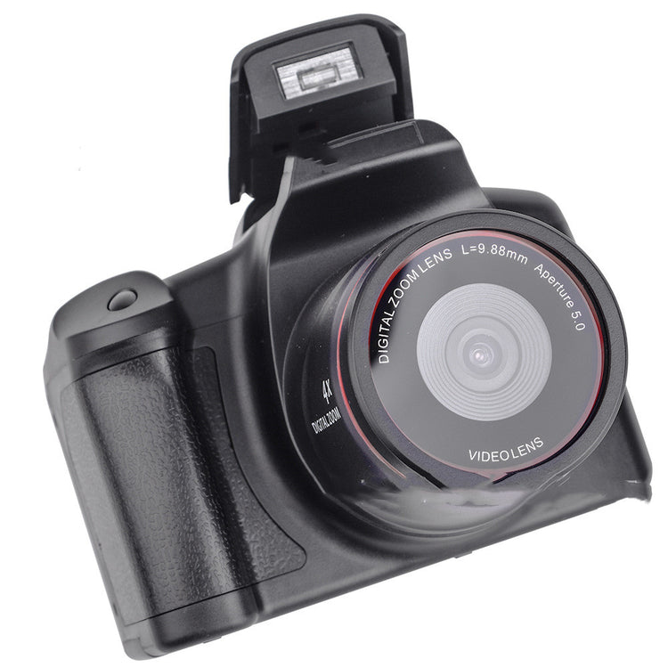 a black camera with a lens