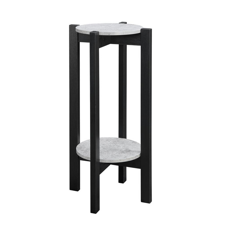 a round table with two shelves
