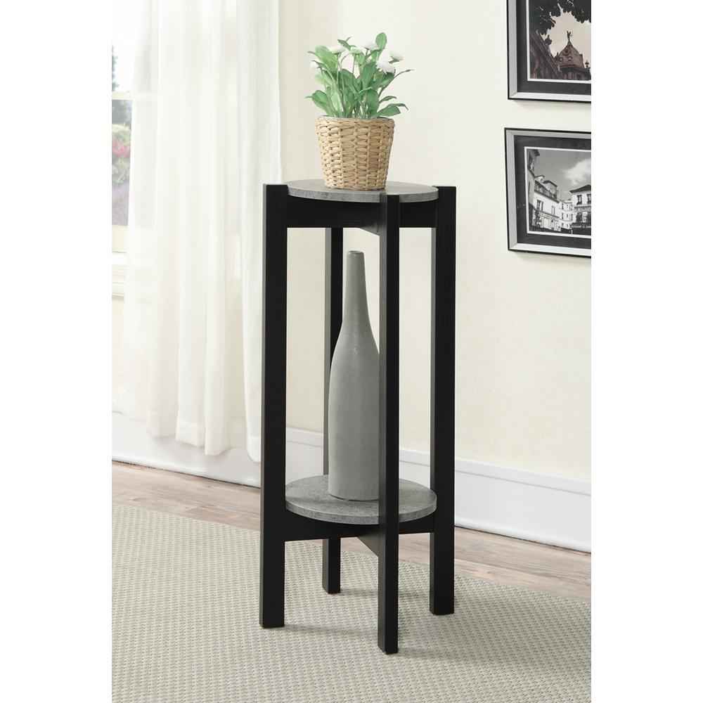 Newport Deluxe 2 Tier Plant Stand Faux Cement/Black