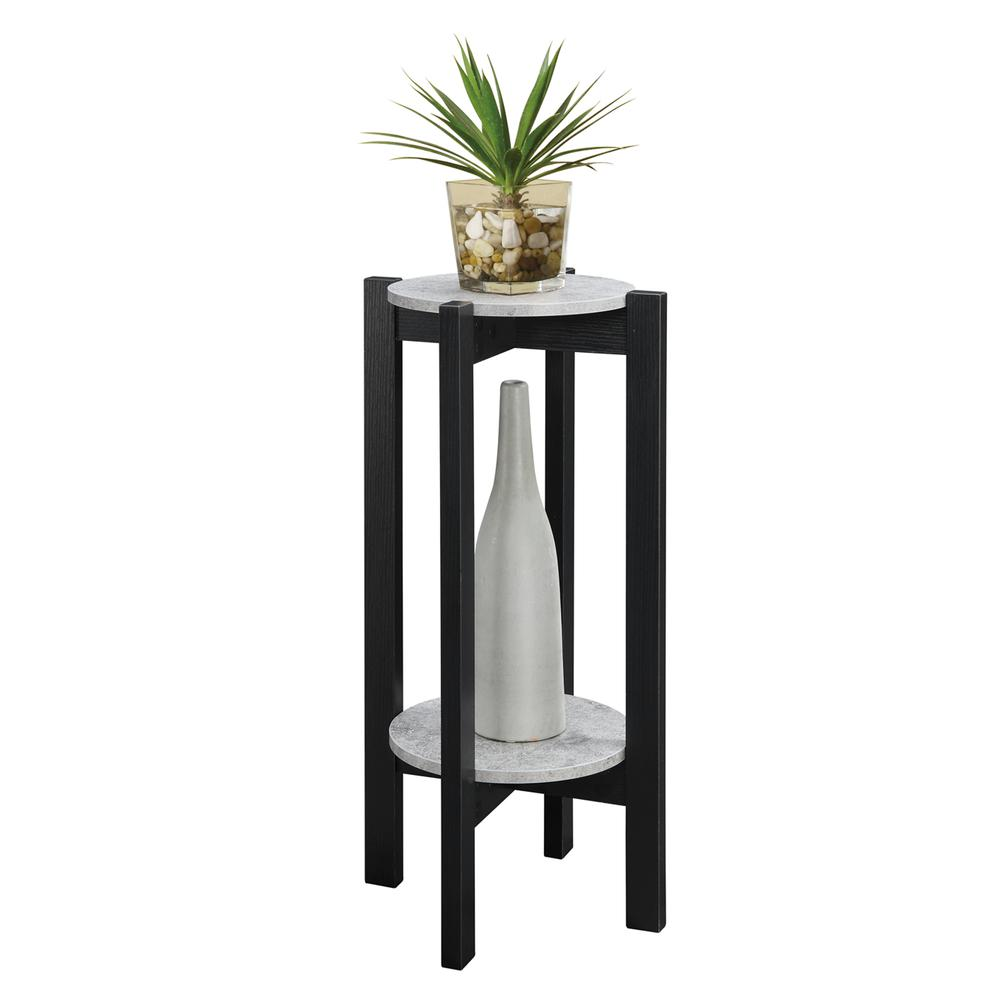 Newport Deluxe 2 Tier Plant Stand Faux Cement/Black