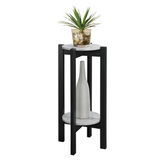 Newport Deluxe 2 Tier Plant Stand Faux Cement/Black