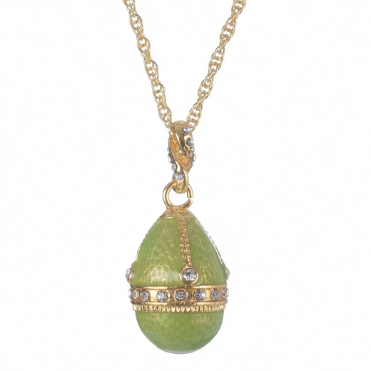 Green Egg Pendant Gold Necklace