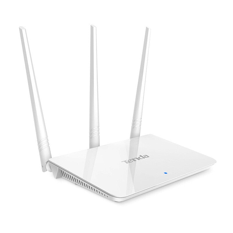 a white router with three antennas