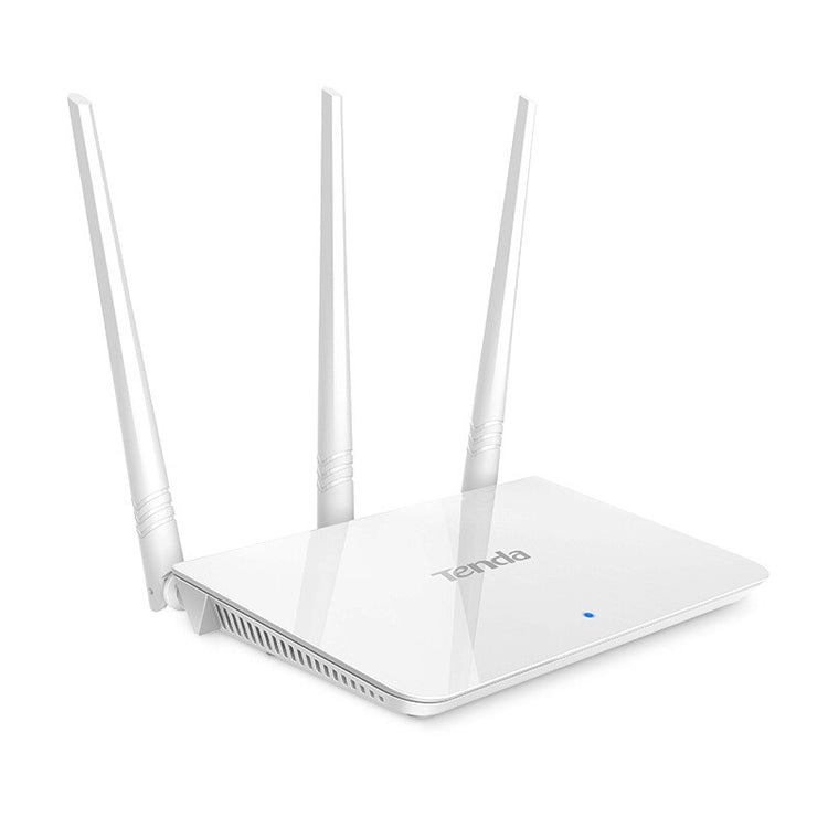 a white router with three antennas