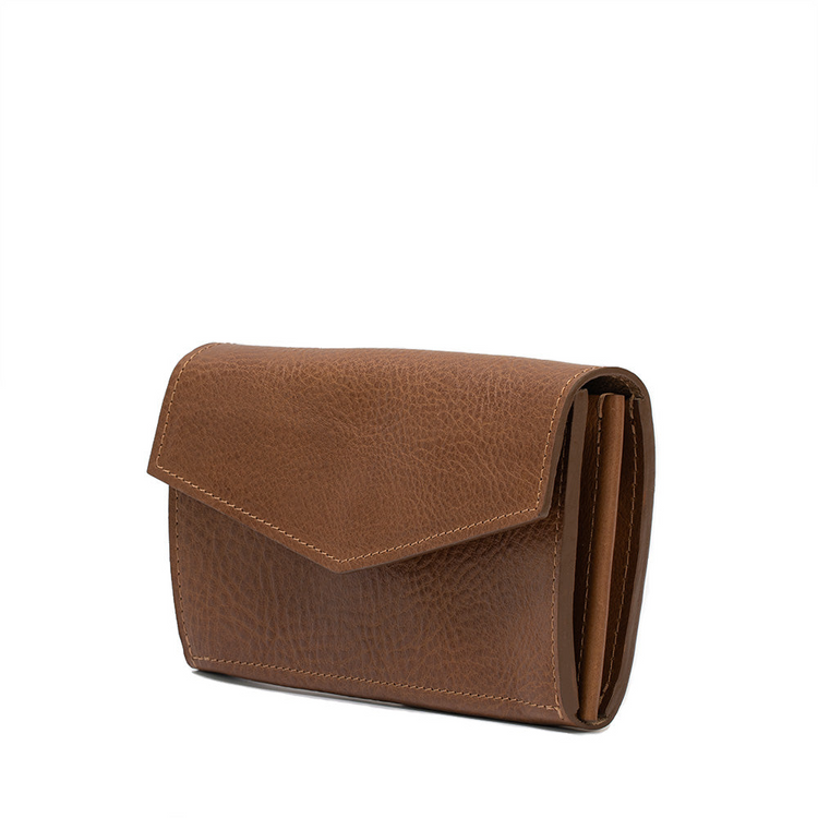 a brown leather wallet with a pocket