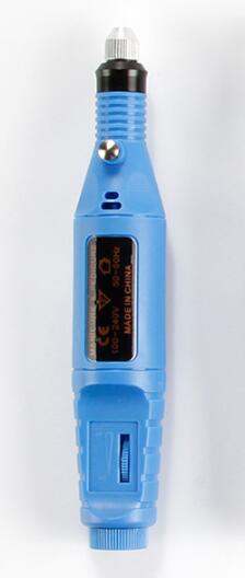 a blue device with a display