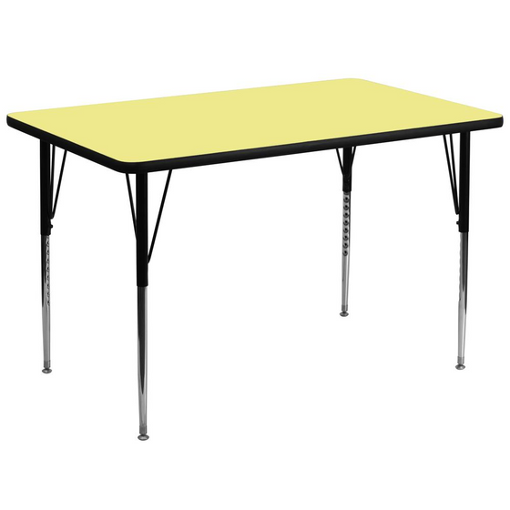 36''W x 72''L Yellow Thermal Activity Table - Standard Height Adjustable Legs
