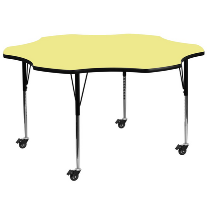 Mobile 60'' Flower Yellow Thermal Activity Table - Standard Height Legs