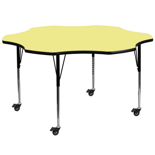 Mobile 60'' Flower Yellow Thermal Activity Table - Standard Height Legs
