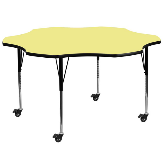Mobile 60'' Flower Yellow Thermal Activity Table - Standard Height Legs