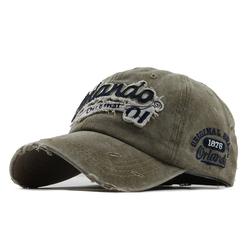 a hat with a patch on it