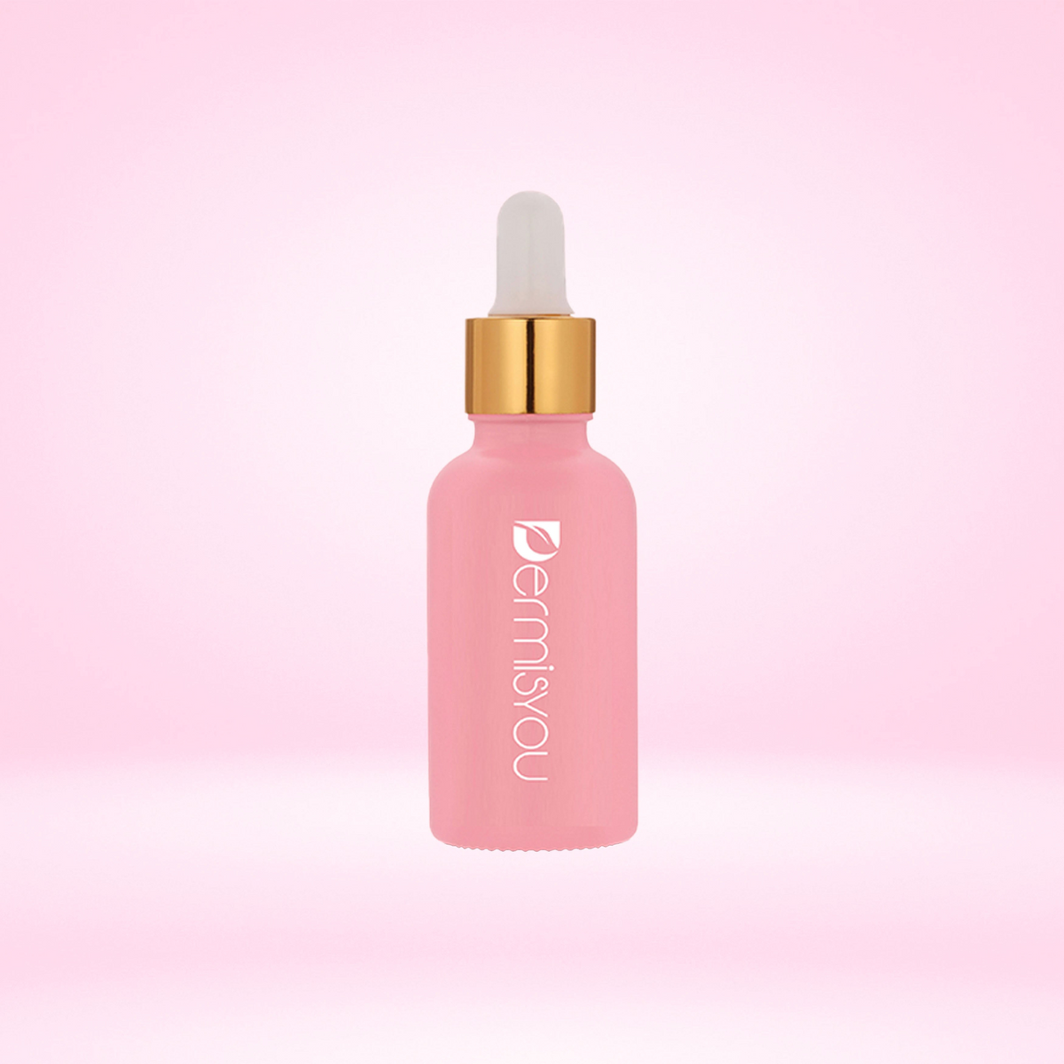 a pink bottle with a dropper