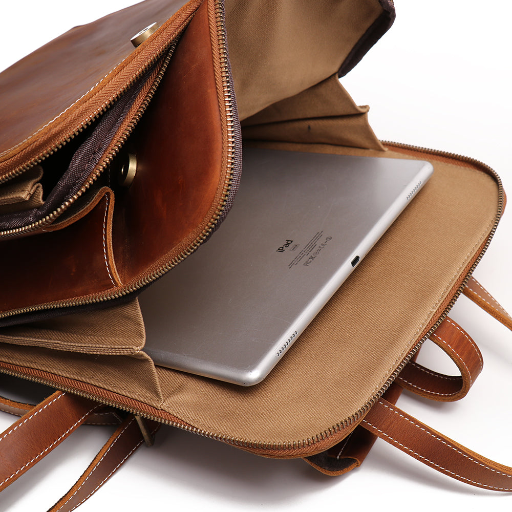 a laptop in a brown bag