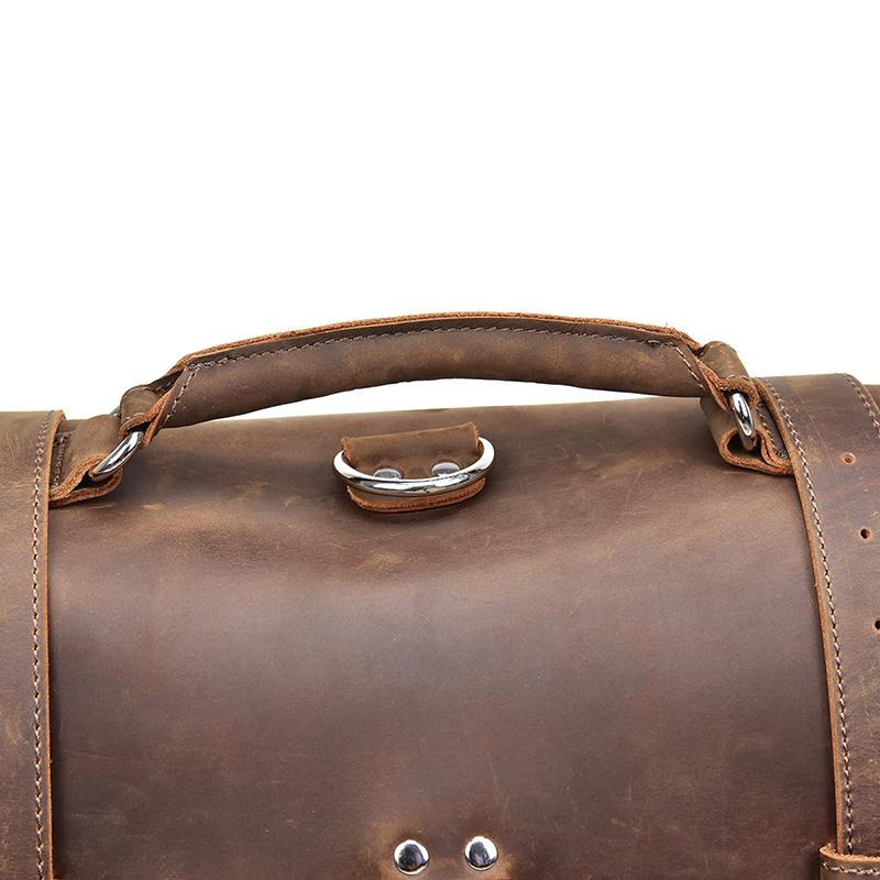 a close up of a leather bag