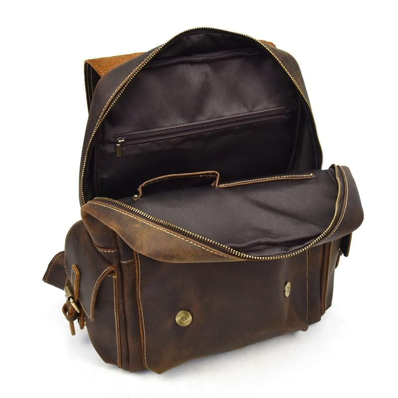 a brown bag with a zipper